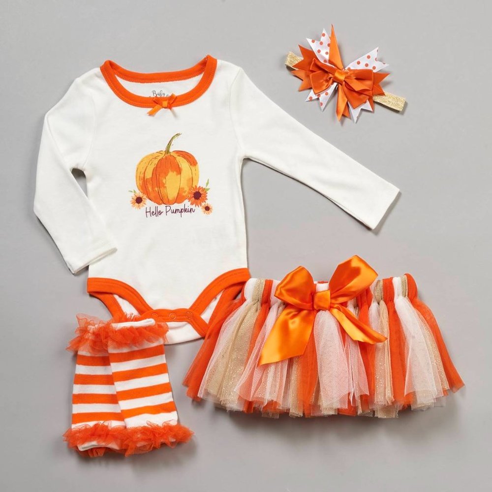 Baby Essentials Hello Pumpkin 4 PC Fall Bqby Set New